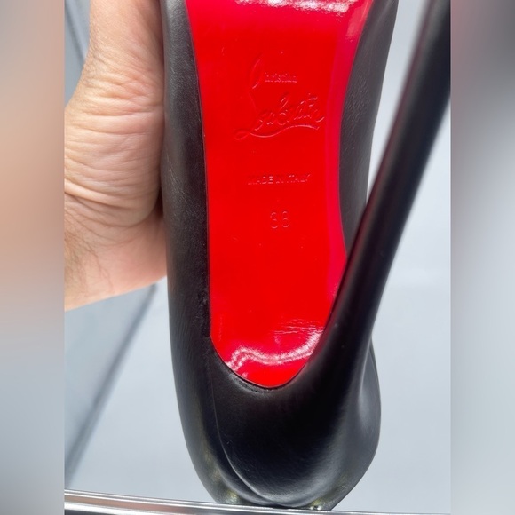 Christian Louboutin Ishtar Black Leather Mid Calf Pointed Stiletto Heels Boots - Picture 12 of 14